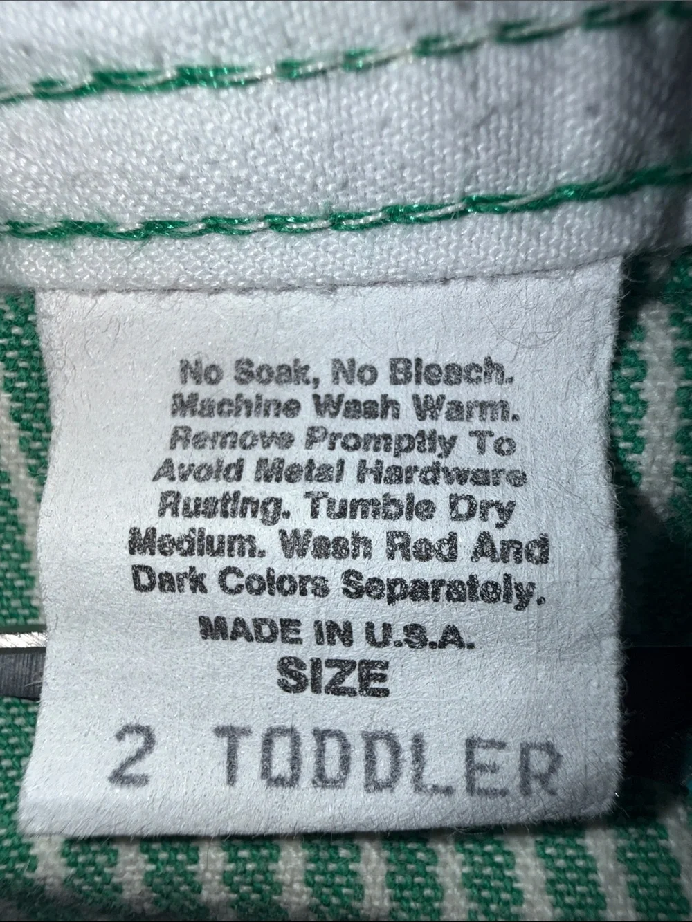 Vintage OshKosh B'Gosh Green & White Striped Overalls (Size 2T)